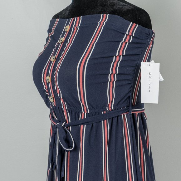 NWT Striped Strapless Maxi Dress - Navy - Medium - Picture 3 of 6